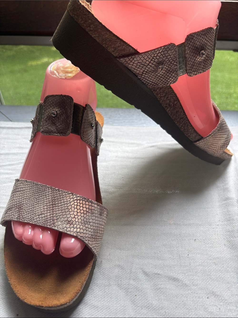 Naot Python Print Comfort Sandals Size 40 | Cork Footbed Slide Sandals